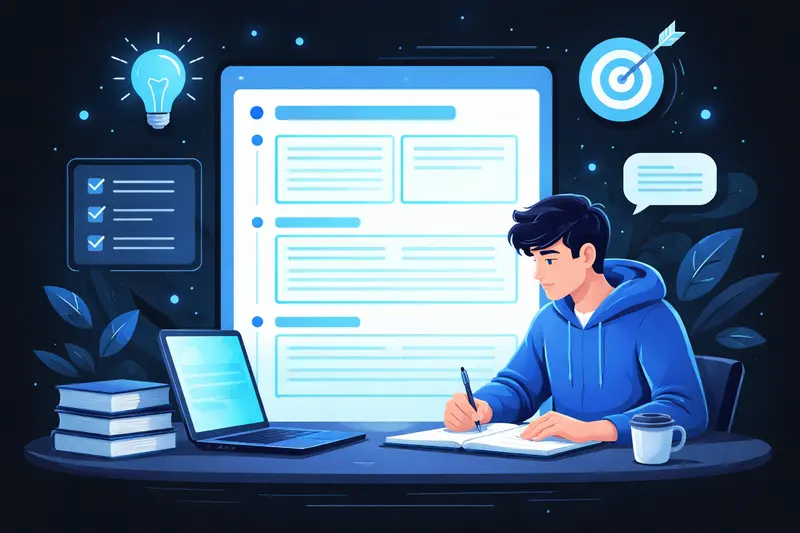 Schüler schreibt eine Erörterung mit strukturiertem Aufbau