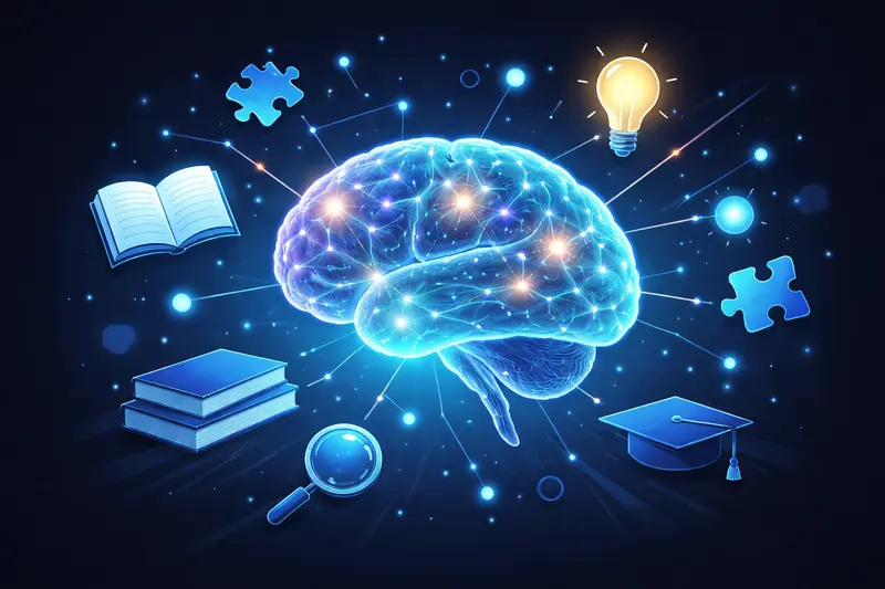 Gehirn mit leuchtenden neuronalen Verbindungen als Symbol für Gedächtnistraining