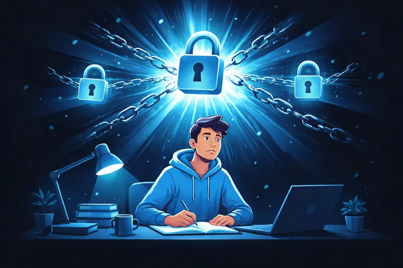 Lernblockade lösen: Student überwindet mentale Blockade beim Lernen