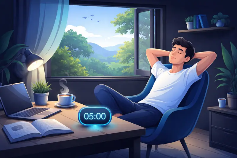 Schüler macht eine Lernpause und erholt sich bewusst vom Lernen