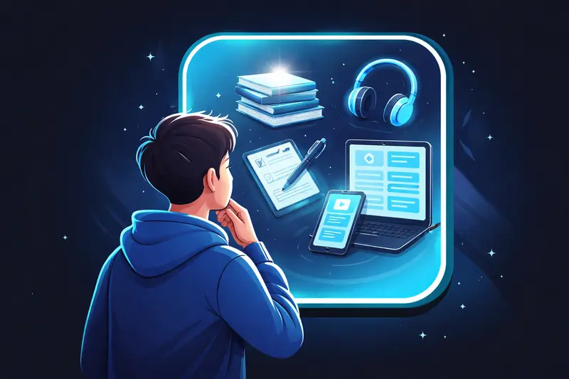 Person entdeckt ihren eigenen Lernstil mit verschiedenen Lernmethoden