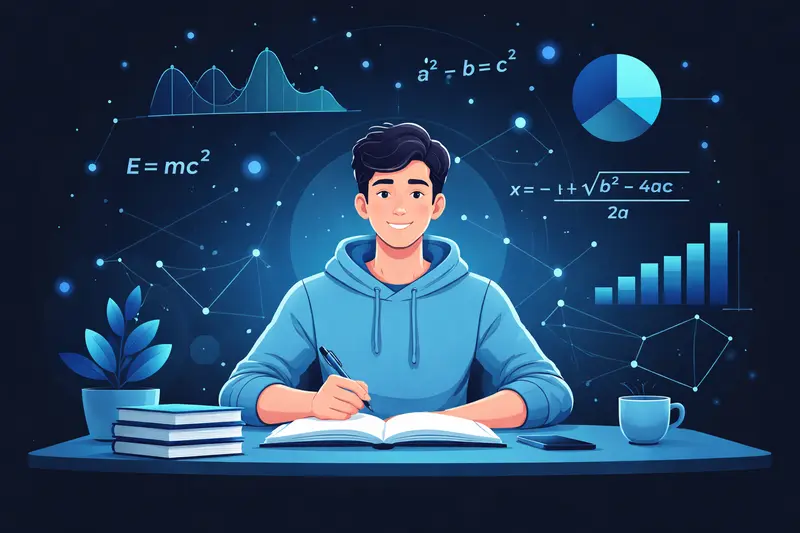 Student lernt entspannt Mathematik und überwindet Klausurangst