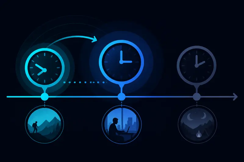 Illustration einer Zeitleiste zur Erklärung des Plusquamperfekts als Vorvergangenheit
