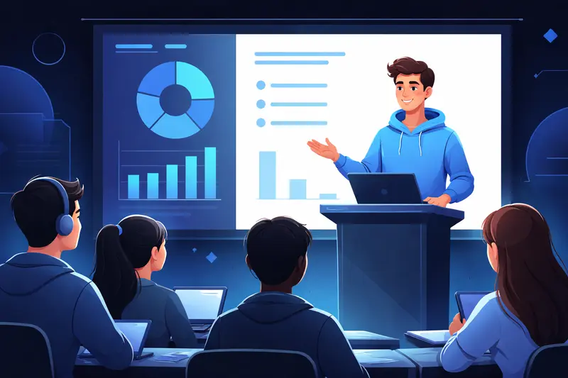 Schüler hält souverän ein Referat vor der Klasse