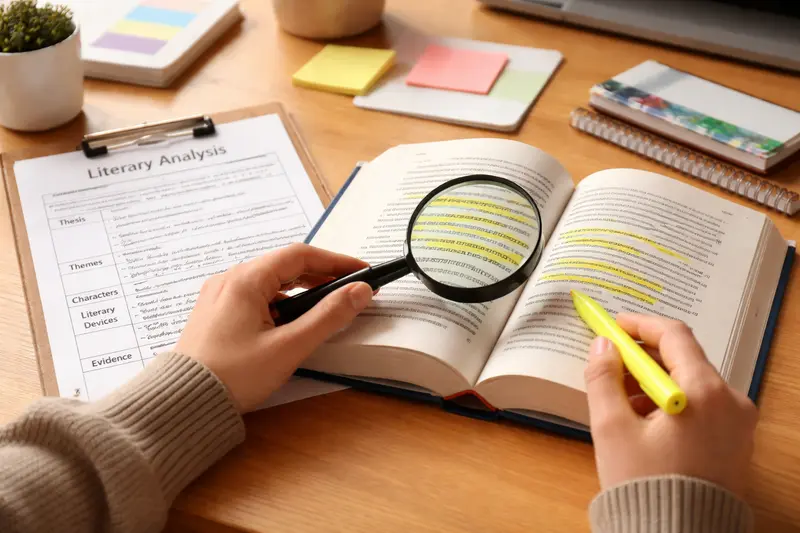 Textanalyse schreiben: Schüler analysiert einen literarischen Text