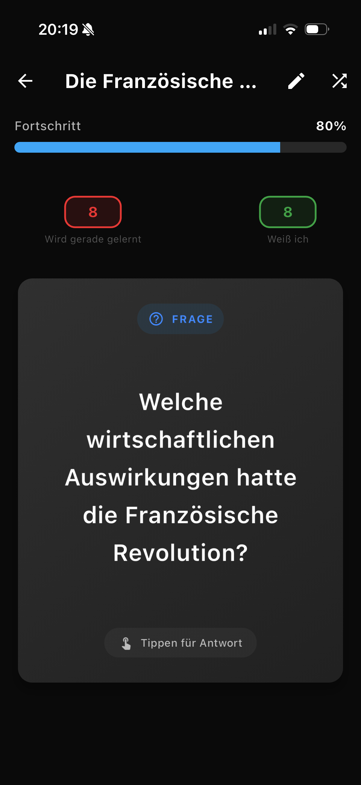 Karteikarten-Lernmodus